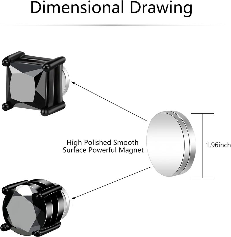 ONESING 12 Pairs Black Magnetic Earrings: Clip On, Hoop & Dangle Designs - Non-Piercing Set for Men & Women - Image 4